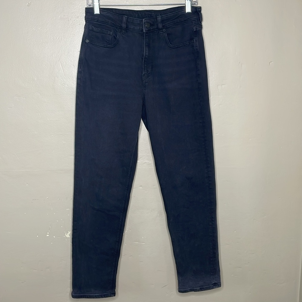 AMERICAN EAGLE MOM Jeans Black Stretch High Rise Skinny Essential Denim 6 Reg